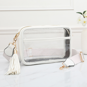 Rectangular Front Pocket Game Day Crossbody Clear White