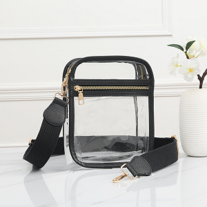 Rectangular Game Day Crossbody Bag Clear Black