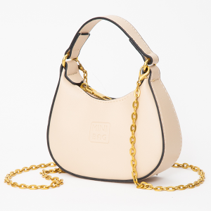 Leatherette Mini Hobo Bag Beige