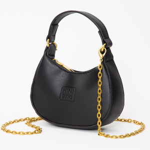 Leatherette Mini Hobo Bag Black