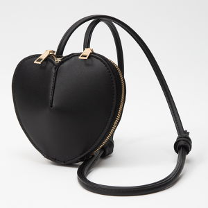 Heart Shape Zipper Crossbody Bag Black