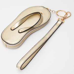 Flip Flop Sandal Bag Charm Keychain Gold
