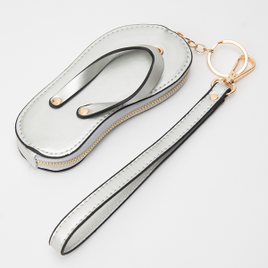 Flip Flop Sandal Bag Charm Keychain Silver