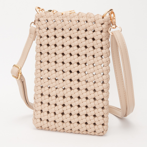 Hand Woven Phone Bag Crossbody Beige