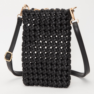 Hand Woven Phone Bag Crossbody Black