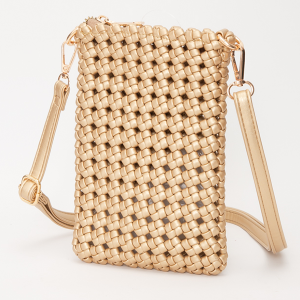 Hand Woven Phone Bag Crossbody Gold