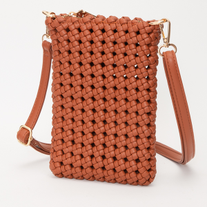 Hand Woven Phone Bag Crossbody Tan