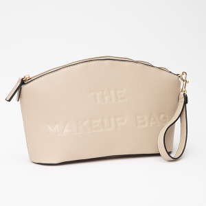 Leatherette Embossed The Makeup Bag Beige Pouch