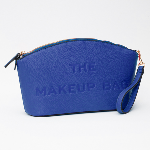 Leatherette Embossed The Makeup Bag Dark Blue Pouch 