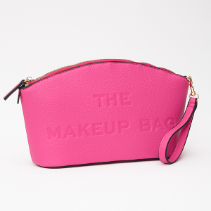 Leatherette Embossed The Makeup Bag Fuchsia Pouch
