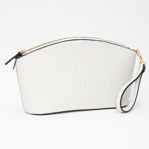 Leatherette Embossed The Makeup Bag White Pouch 