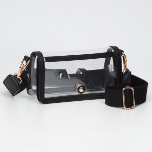 Fold Over Magnetic Snap Gameday Crossbody Clear Black