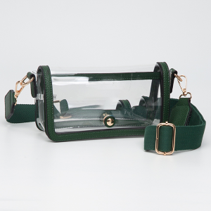 Fold Over Magnetic Snap Gameday Crossbody Clear Green