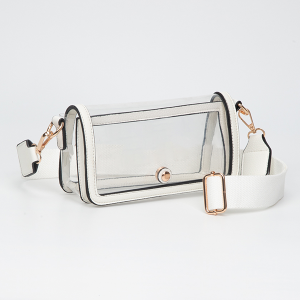 Fold Over Magnetic Snap Gameday Crossbody Clear White