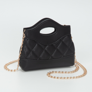 Micro Quilted Chain Strap Crossbody Black