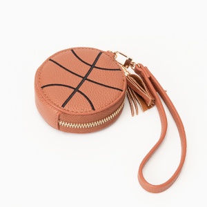 Basketball Zipper Coin Pouch Brown