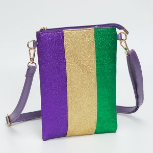 Mardi Gras Glitter Crossbody Bag Purple