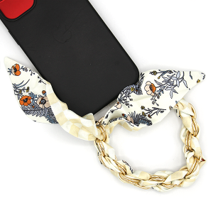 Scarf / Phone Wristlet Holder Checkered Flower Ivory