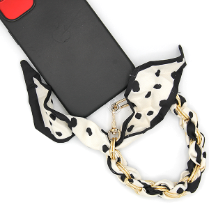 Scarf / Phone Wristlet Holder Dots Black Ivory
