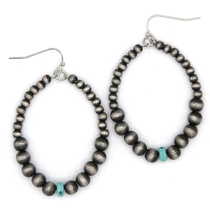 Navajo Style Western Oval Turquoise Earrings