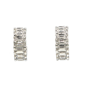 17mm Fluted Style C Hoop Silver Earrings