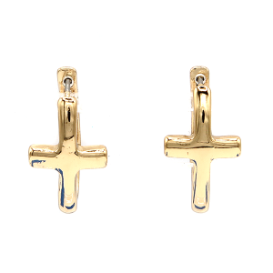 Metal Cross Hoop Gold Earrings