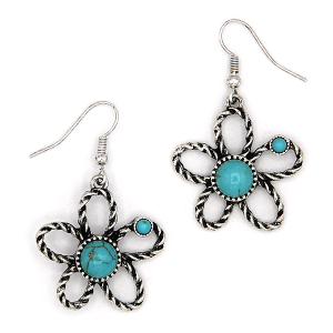 Twisted Western Flower Stone Turquoise Earrings