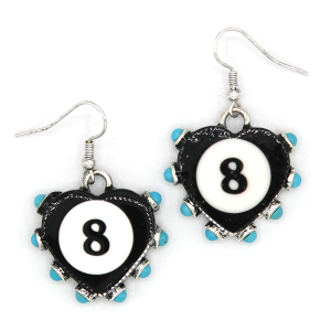 Western Heart 8 Ball Navajo Stone Turquoise Earrings