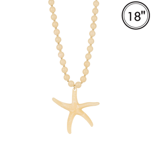 Marble Bead Sea Life Starfish Gold Ivory Necklace 