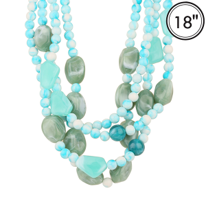 4 Layer Marble Bead Stone Turquoise Necklace