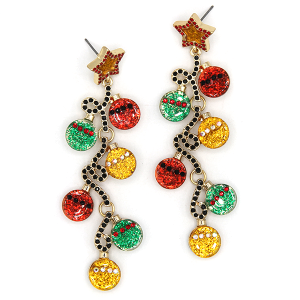 Christmas Ornaments Acetate Dangle Gold Earrings