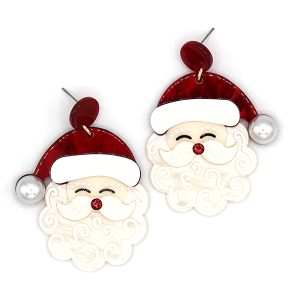 Santa Claus Acetate Drop Red Earrings