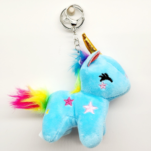 Plush Unicorn With Stars Keychain/ Bag Charm Blue