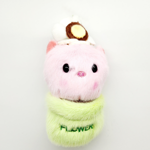 Cute Animal Flower Pot Keychain/ Bag Charm Pink