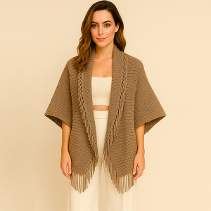 Solid Color Cocoon Kimono Taupe