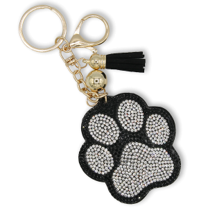 Rhinestone Paw Keychain Bag Charm Black