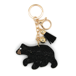 Black Bear Puffy Rhinestone Keychain