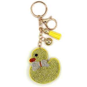 Yellow Duck Puffy Rhinestone Keychain