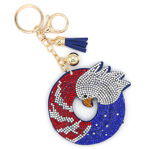 Patriotic Eagle Puffy Rhinestone Keychain