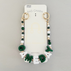 GAMEDAY Beaded Bag Charm Gold Green White