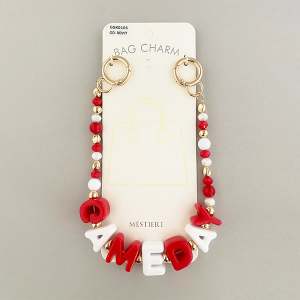 GAMEDAY Beaded Bag Charm Gold Red White