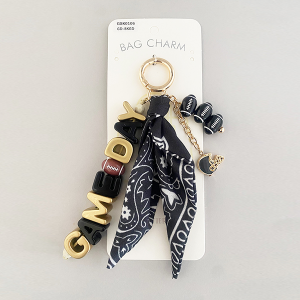 GAMEDAY Bandana Football Bag Charm Gold Black Gold