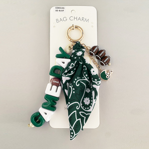 GAMEDAY Bandana Football Bag Charm Gold Green White