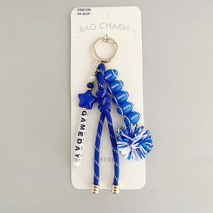 GAMEDAY Football Theme Ribbon Lace Bag Charm Gold Blue White
