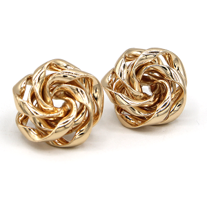 Folded Wire Flower Gold Earrings