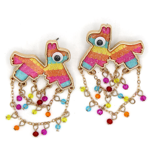Glitter Resin Burro Pinata M2 Earrings