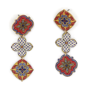 Glitter Resin Talavera 3 Tiered Drop M2 Earrings