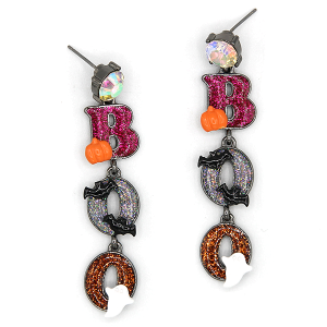 Glitter Boo Halloween Enamel Dangle Multi Earrings