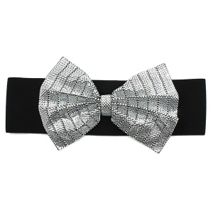 Belt KM1216 Elastic Rhinestone Ribbon Buckle black