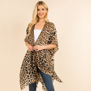 Leopard Print Camel Kimono